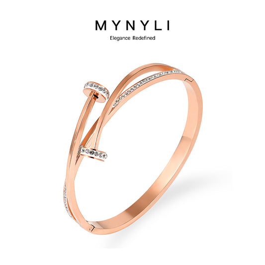 MY NYLI Sierra Zirconia Bangle Cubic Zirconia Titanium Steel ( Gold, Rose Gold, Silver )