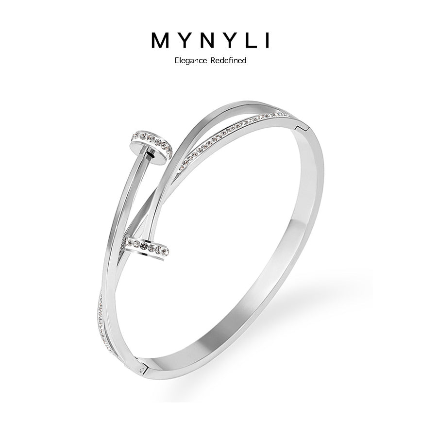 MY NYLI Sierra Zirconia Bangle Cubic Zirconia Titanium Steel ( Gold, Rose Gold, Silver )