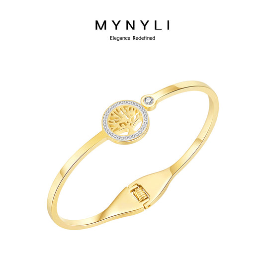 MY NYLI D'Life of Tree Bangle Titanium Steel Zirconia ( Gold, Silver, Rose Gold )