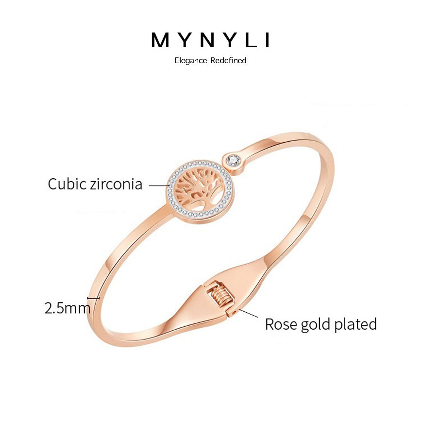 MY NYLI D'Life of Tree Bangle Titanium Steel Zirconia ( Gold, Silver, Rose Gold )