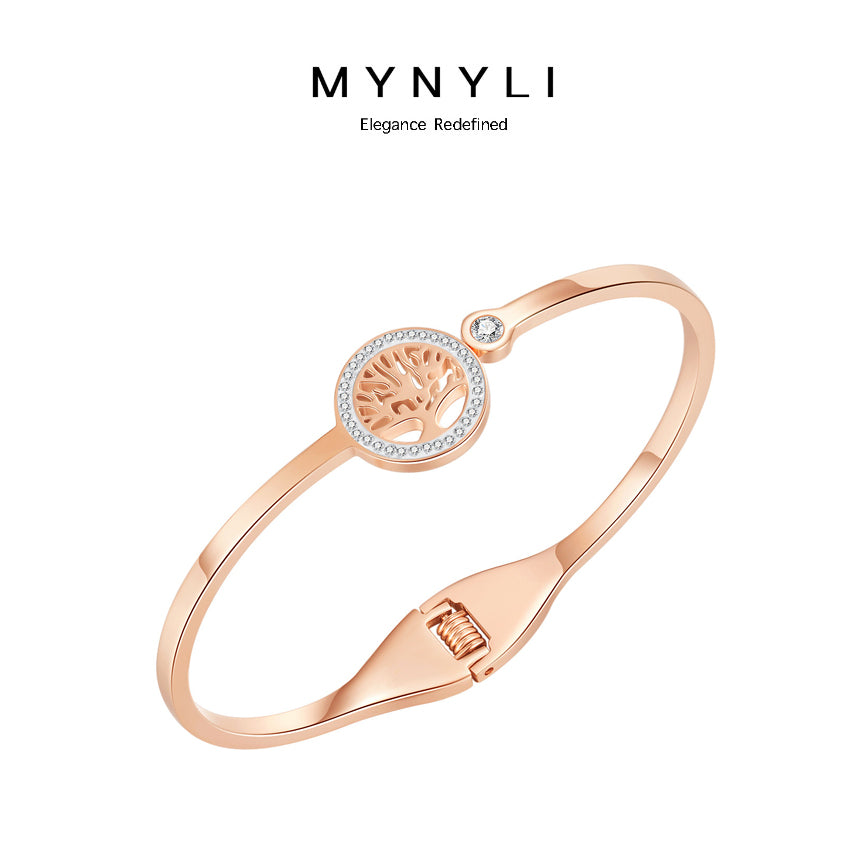 MY NYLI D'Life of Tree Bangle Titanium Steel Zirconia ( Gold, Silver, Rose Gold )