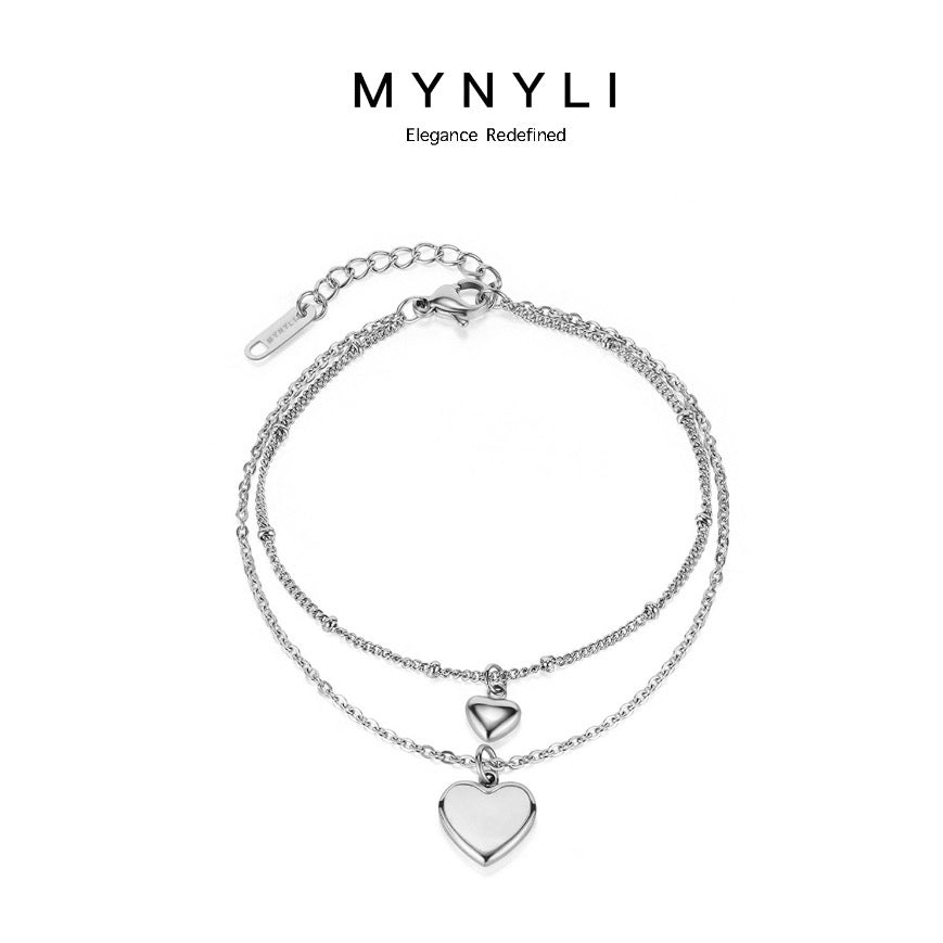 MY NYLI D'Loving Double Layer Chain Bracelet Titanium Steel  ( Silver, Rose Gold )