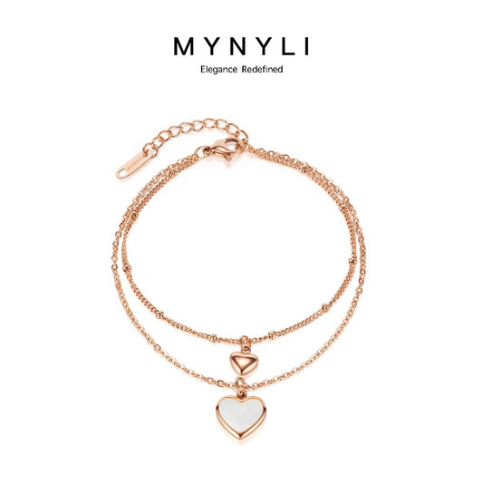 MY NYLI D'Loving Double Layer Chain Bracelet Titanium Steel  ( Silver, Rose Gold )