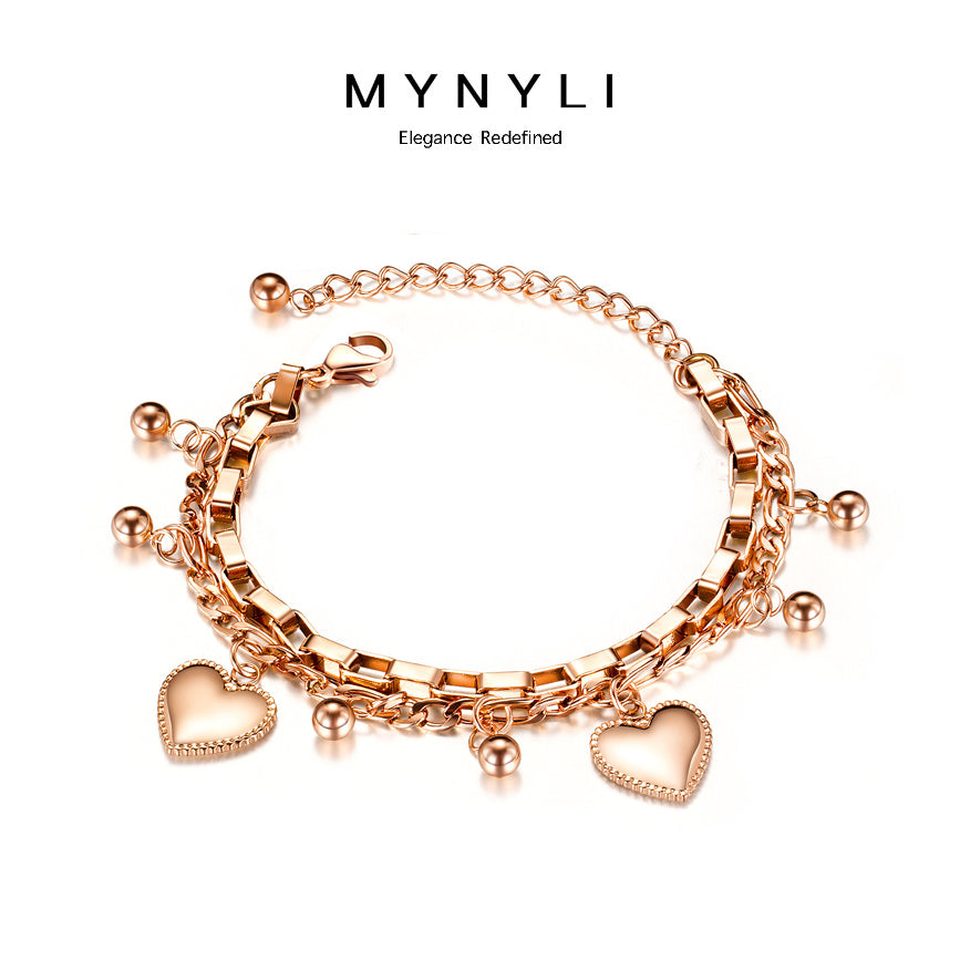 MY NYLI D'Velo Heart Chain Bracelet Titanium Steel ( Gold, Rose Gold, Silver )