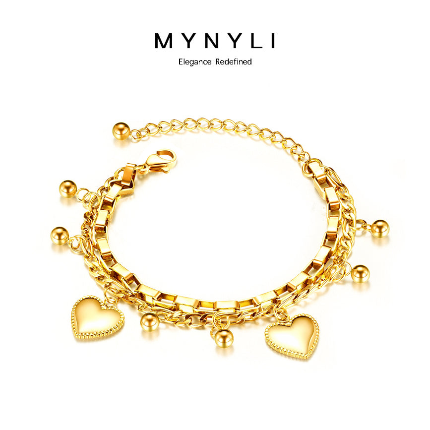 MY NYLI D'Velo Heart Chain Bracelet Titanium Steel ( Gold, Rose Gold, Silver )