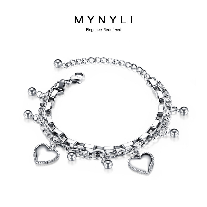 MY NYLI D'Velo Heart Chain Bracelet Titanium Steel ( Gold, Rose Gold, Silver )