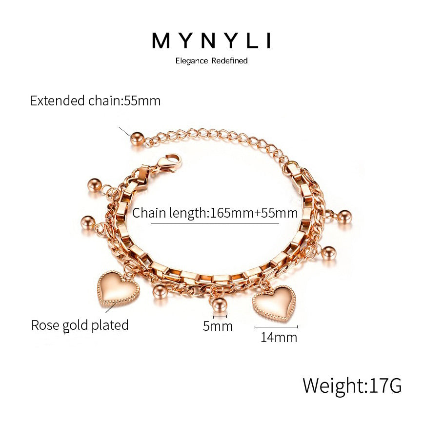 MY NYLI D'Velo Heart Chain Bracelet Titanium Steel ( Gold, Rose Gold, Silver )