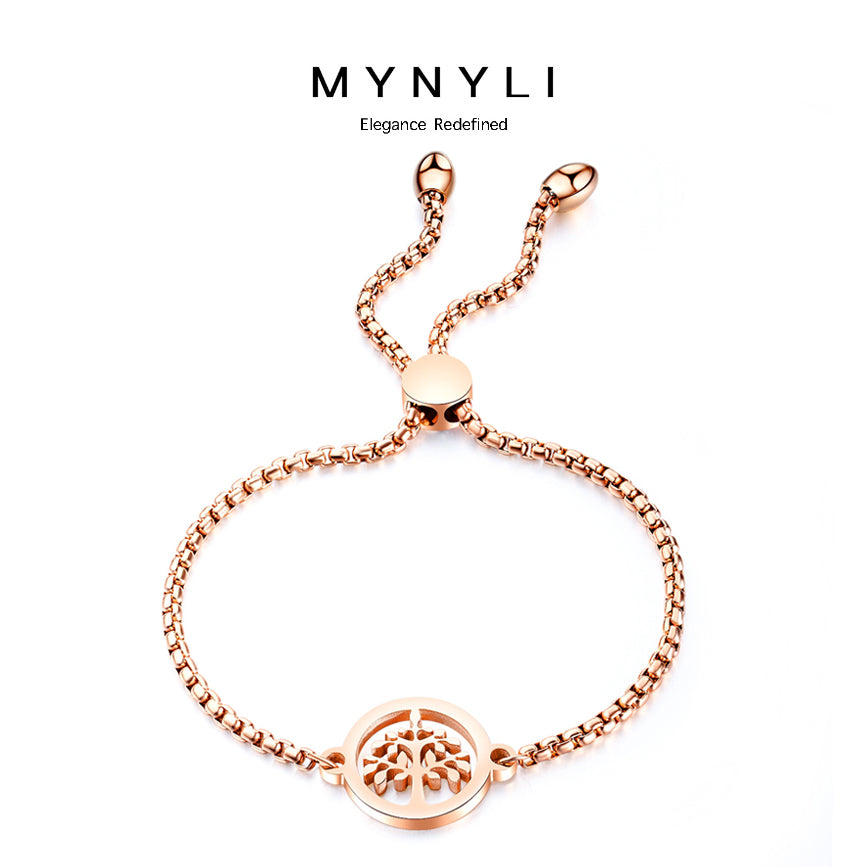 MY NYLI D'Life Tree Chain Adjustable Bracelet Titanium Steel  ( Gold, Silver, Rose Gold )