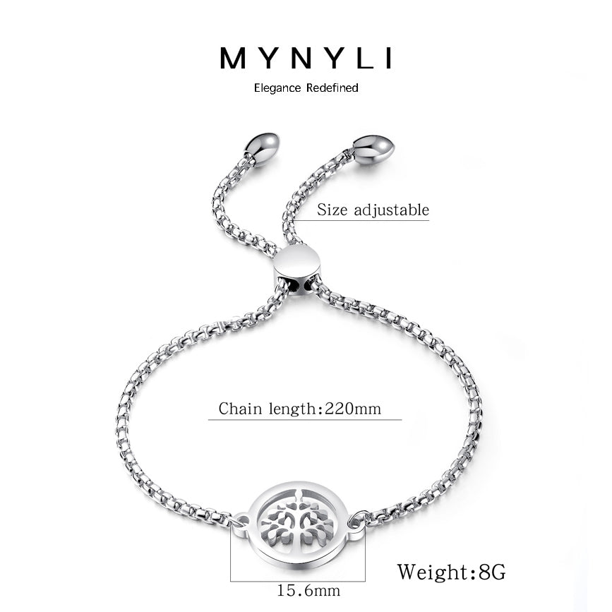 MY NYLI D'Life Tree Chain Adjustable Bracelet Titanium Steel  ( Gold, Silver, Rose Gold )